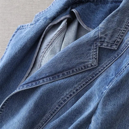 Slim fit denim suit jacket for women