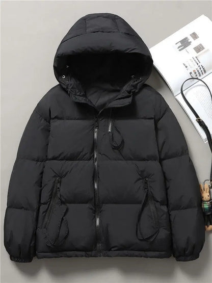 Winter loose large size hooded jacket casual short coat