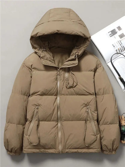 Winter loose large size hooded jacket casual short coat