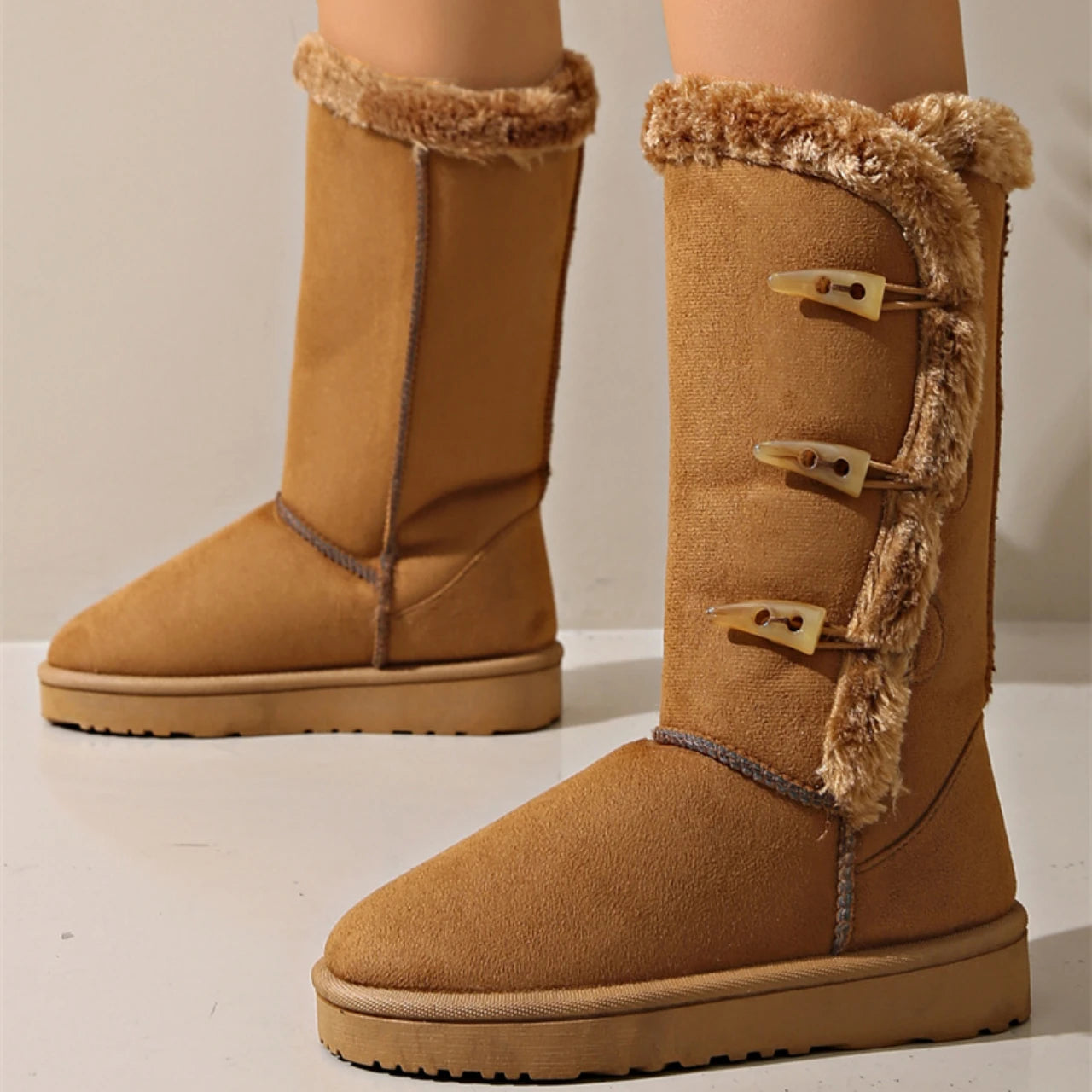Women's platform snow boots mid-calf warm winter shoes