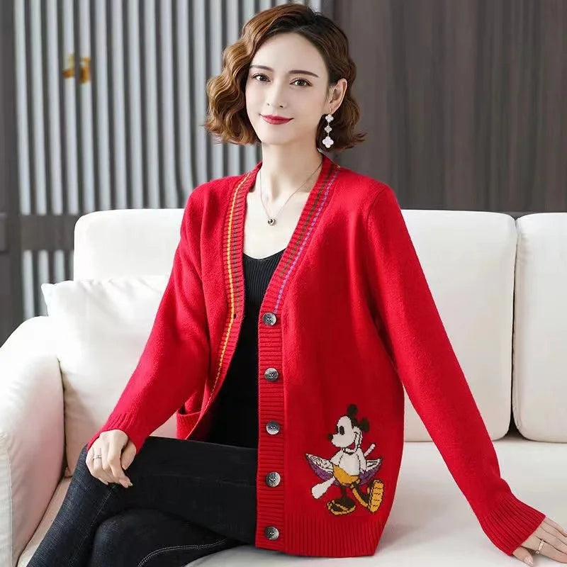Women's retro character jacquard sweater
