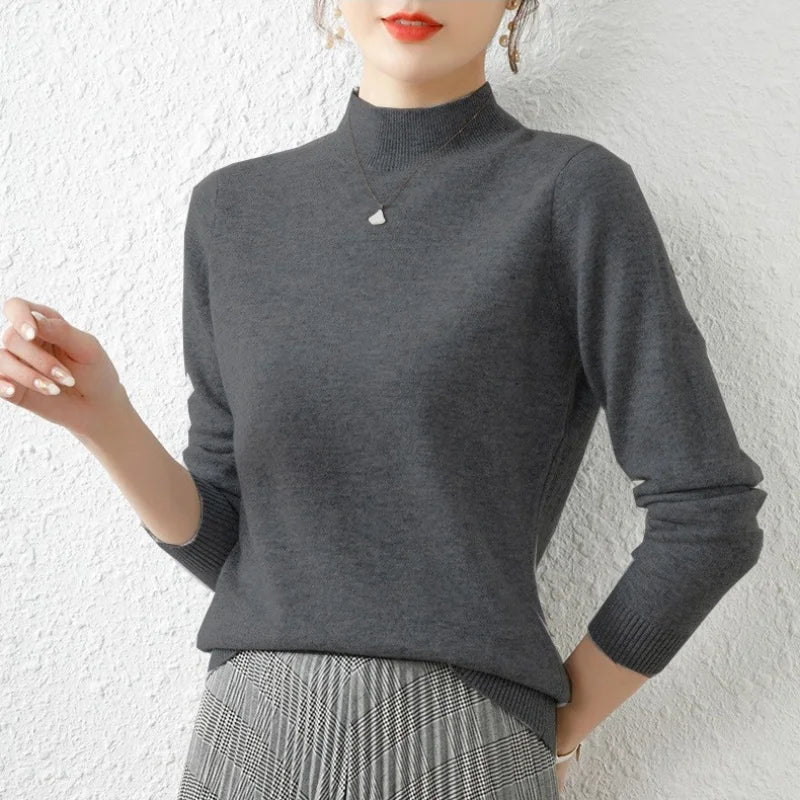 Wool Blend Slim Fit Mock Neck Sweater 