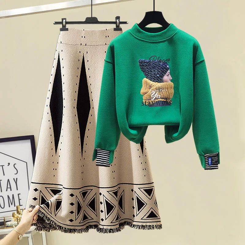 Women's winter knitting two-piece set