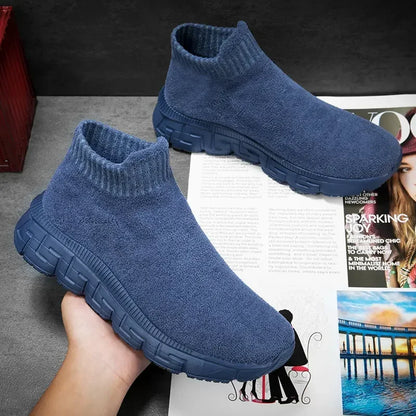 Women's Sock Sneakers - High-Top Stretch Knit - Slip-On Chunky Sole - Casual Comfort