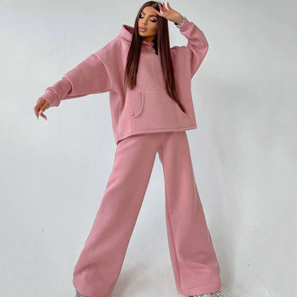 Women's casual loose hoodie sweatshirt and sweatpants set