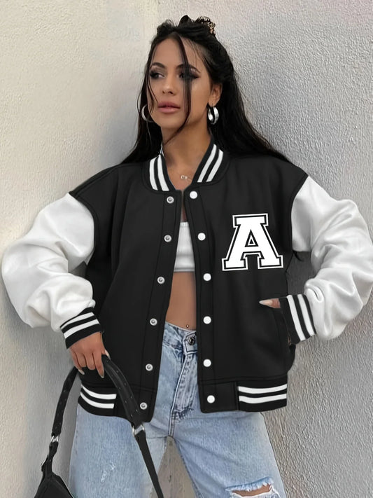 Relaxed Fit Collegiate Patch Baseball Jacket 