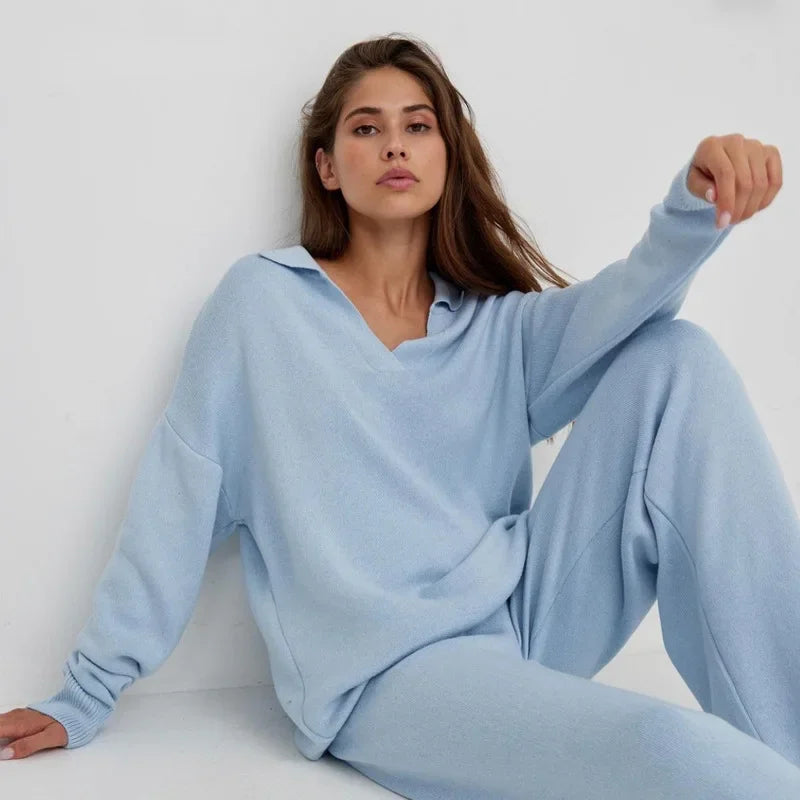 Women's elegant knitted loungewear set