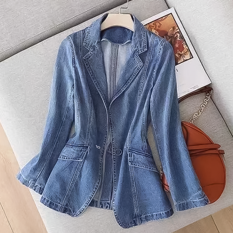 Slim fit denim suit jacket for women