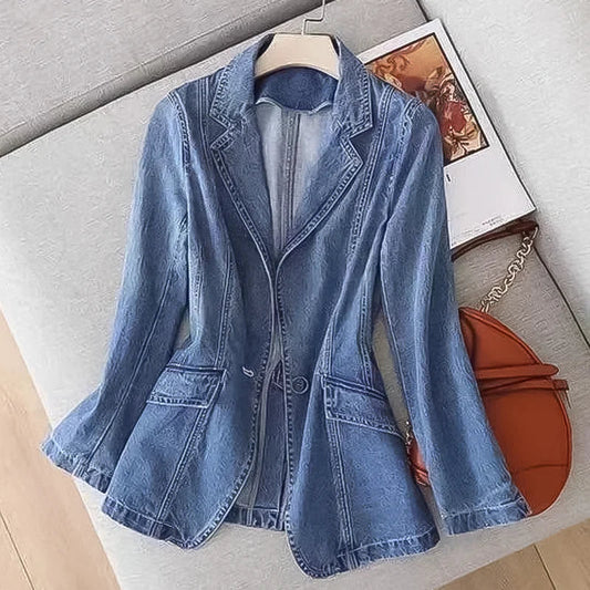 Tailored Fit Denim Single-Breasted Blazer