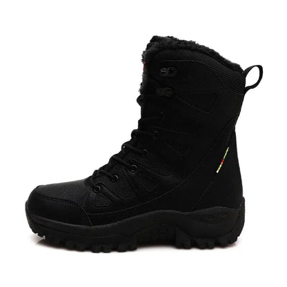 Women's waterproof snow boots with fur and non-slip platform