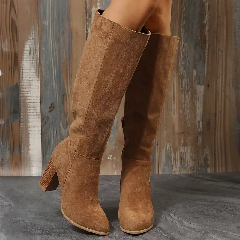 Vintage high thick heel boots for women