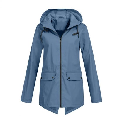 Women's hooded windproof mid-length coat