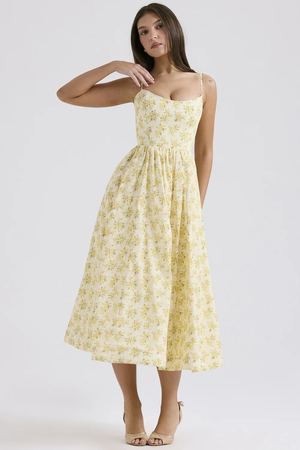 Floral Print Cotton Blend A-line Dress