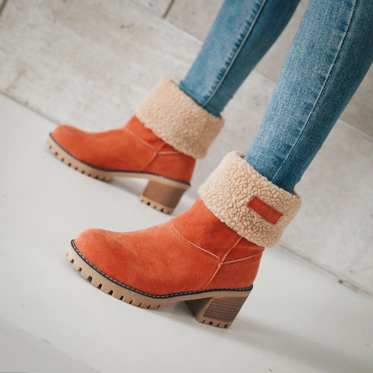 Sienna Ankle Boots | Fur Trim Block Heel Ankle Boots