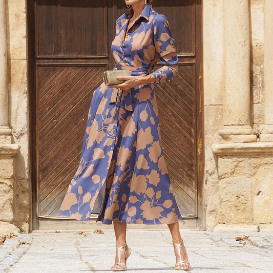 Floral Print Belted Shirt Dress