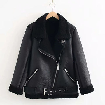 Women's modern classic wide lapel coat with belt and zipper closure