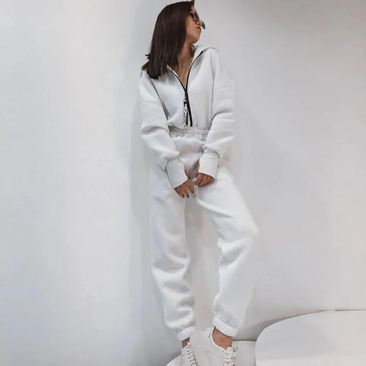 Long Sleeve Zip Front Hoodie Tracksuit