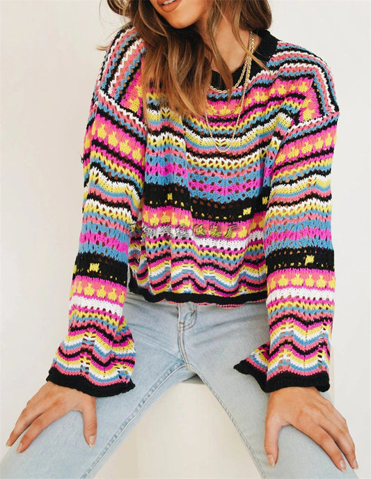 Colorful Striped Knitted Sweater