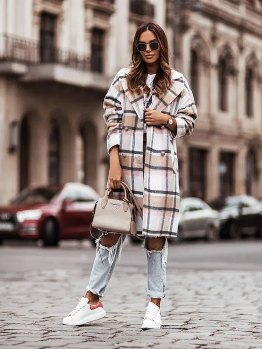 Plaid Mid-Length Coat