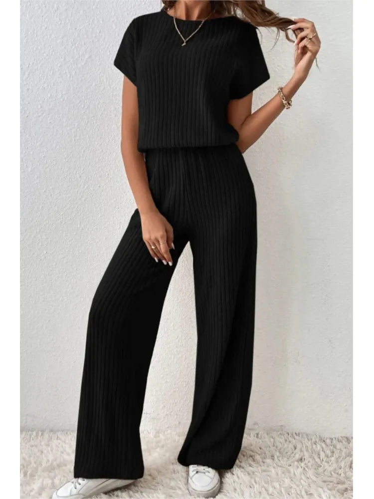 Women's casual bodysuit and high waist pants set