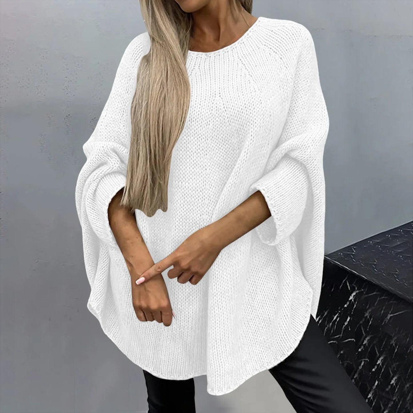 Women's knitted cape shawl sweater