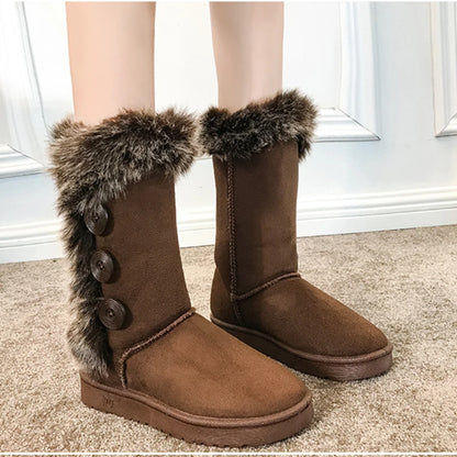 Women's waterproof winter slip-on snow boots
