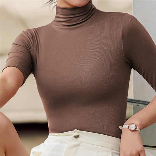 Slim Stretch Fit Turtleneck Top
