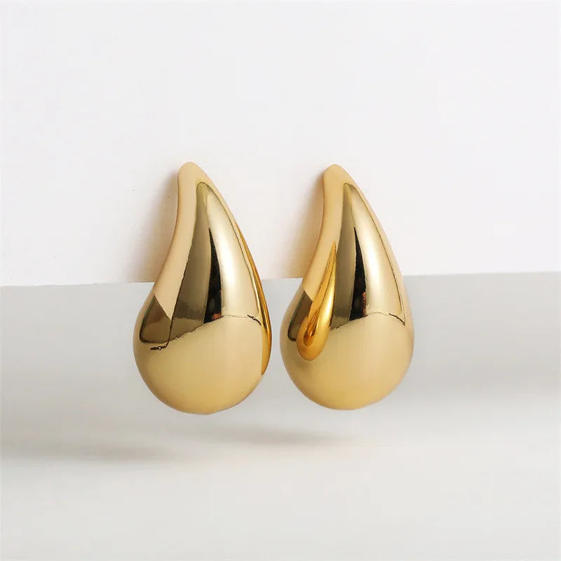 Roberta - chunky gold plated tear drop earrings