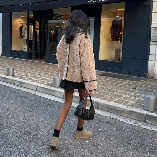 Hidden Button Closure Casual Coat
