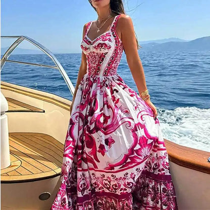 Women's Maxi Dress - Sleeveless Scoop Neck - Flowing Lightweight Sundress