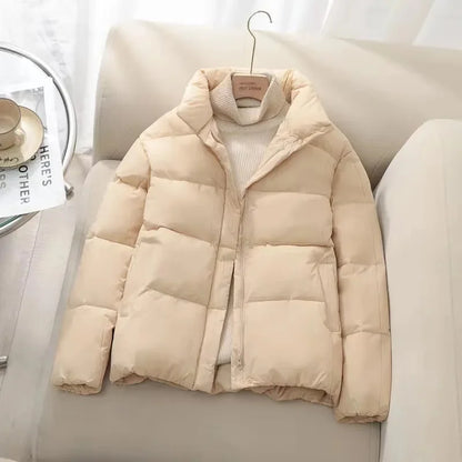 Women's Puffer Jacket – Quilted Insulated – High Neck – Zipper Closure – Warm Thick