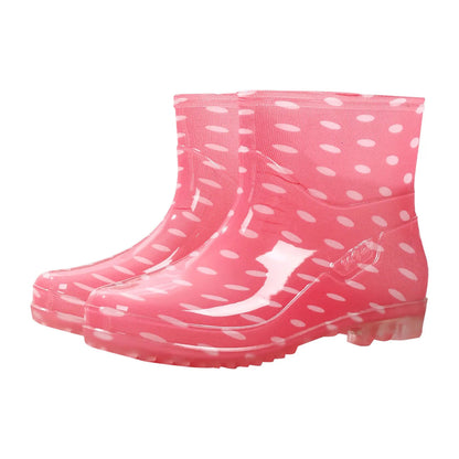 Women’s Wellington Boots – Waterproof Rubber – Mid-Calf Slip-On – Printed Grip Sole