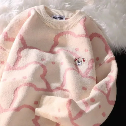 Women's trendy cute printed knitted sweater