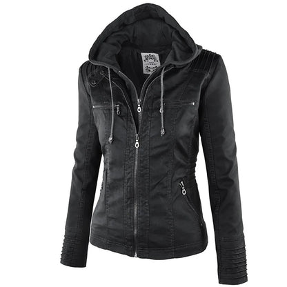 Women's winter waterproof faux leather jackets