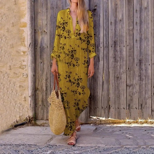 Floral Print Flowy Loose Fit Maxi Dress