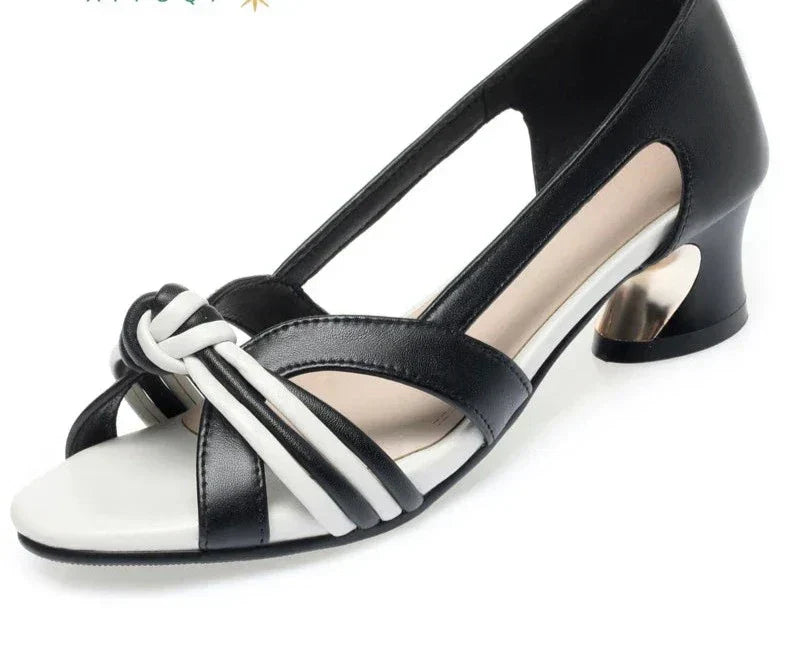Manon - fish toe mid-heel slip-on shoes