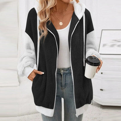 Women’s Sherpa Jacket - Hooded Zip-Up - Plush Fleece - Ribbed Hem - Casual Fit