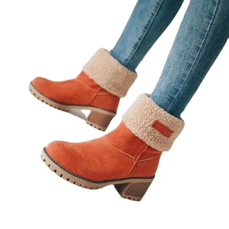 Women's autumn/winter casual square heel round toe block heel boots