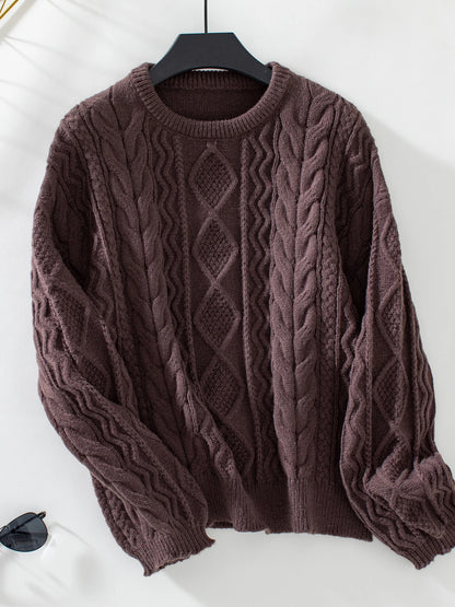 Women's retro chunky knit pullover sweater autumn winter