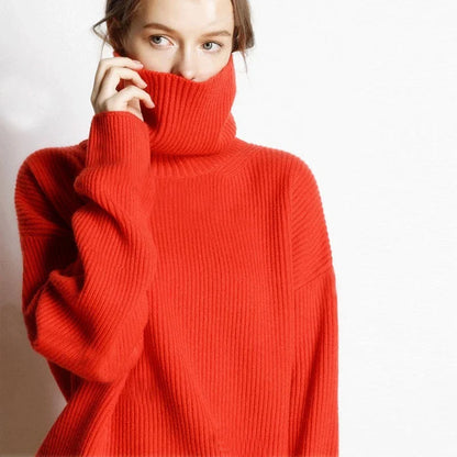 Women’s casual oversized knitted turtleneck sweater