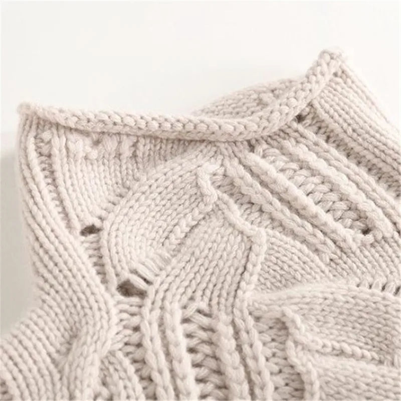 Isabella Relaxed Fit Turtleneck Sweater | Cable Knit Ribbed Trim Sweater