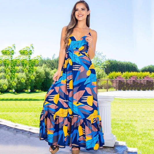 Flowy Lightweight Ruffle Hem Maxi Dress