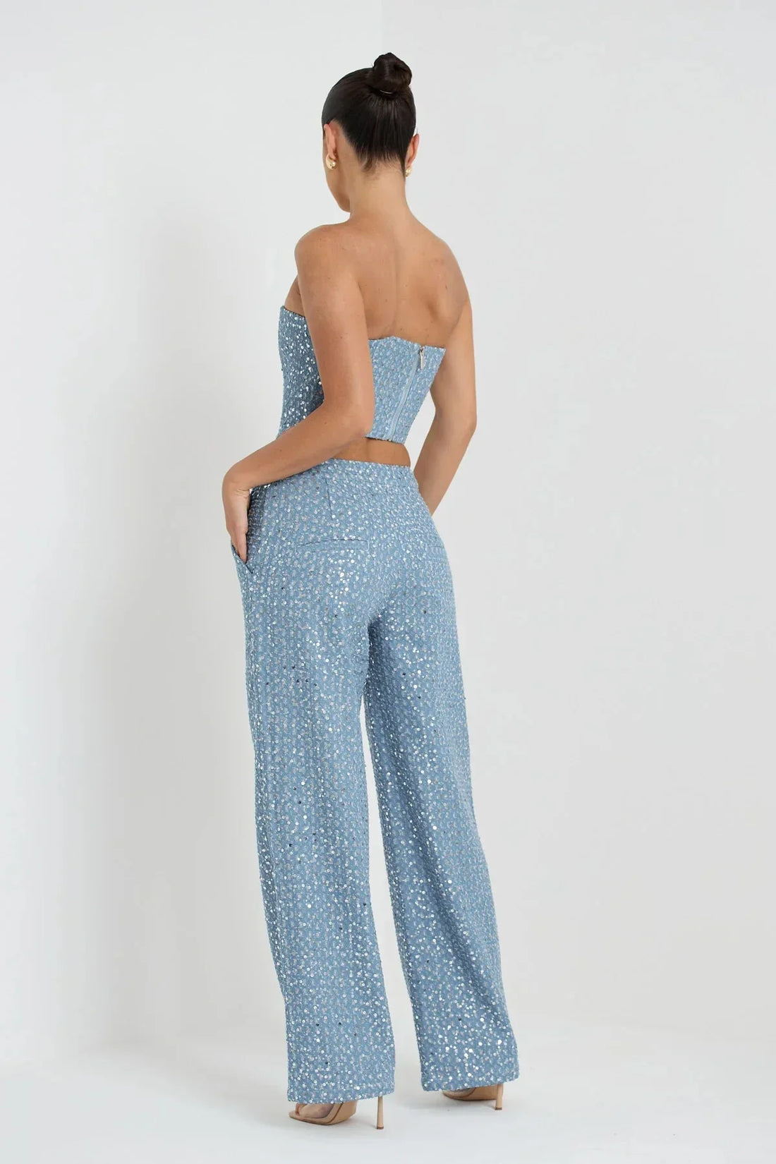 Rufaro - sequin tube top and wide leg pants set