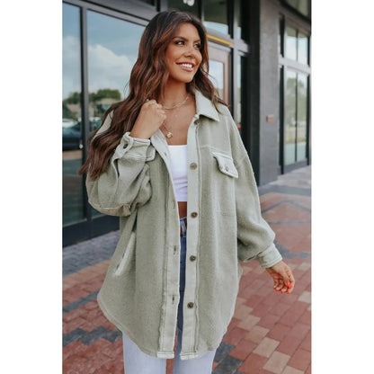 Women's oversized casual velvet shirt