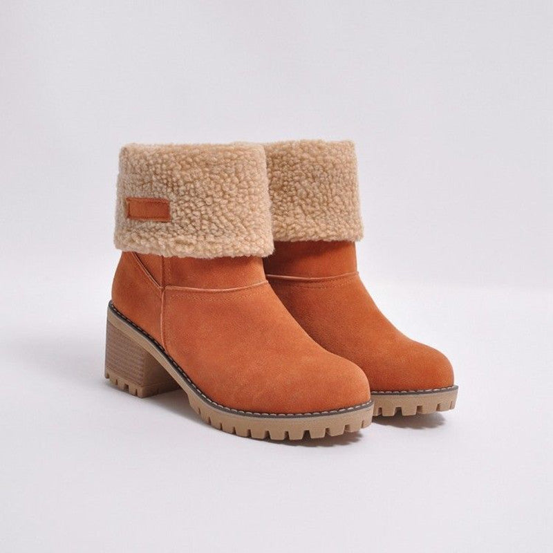 Sienna Ankle Boots | Fur Trim Block Heel Ankle Boots