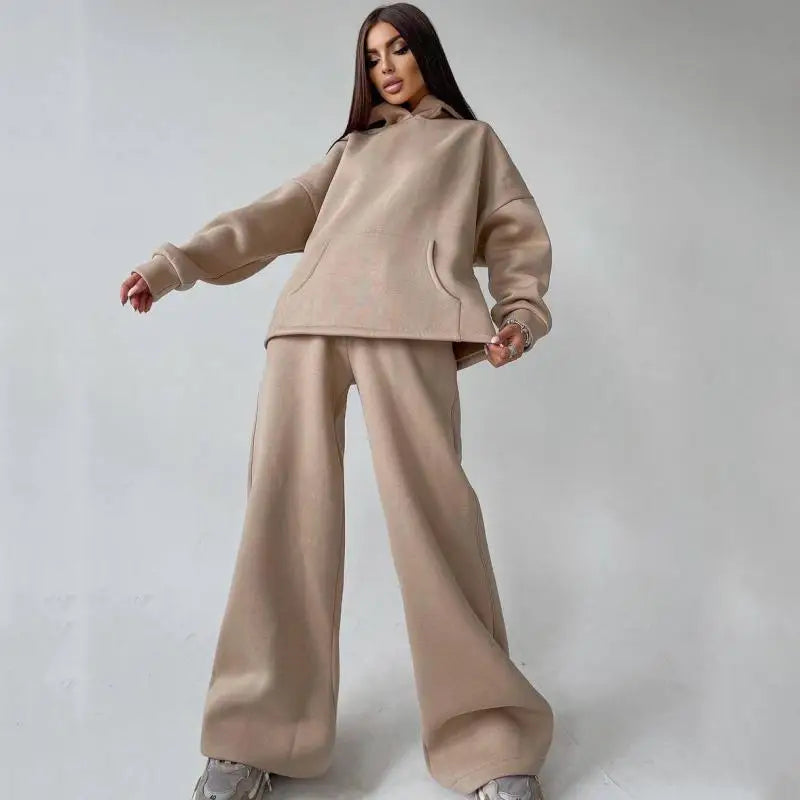 Women's casual loose hoodie sweatshirt and sweatpants set