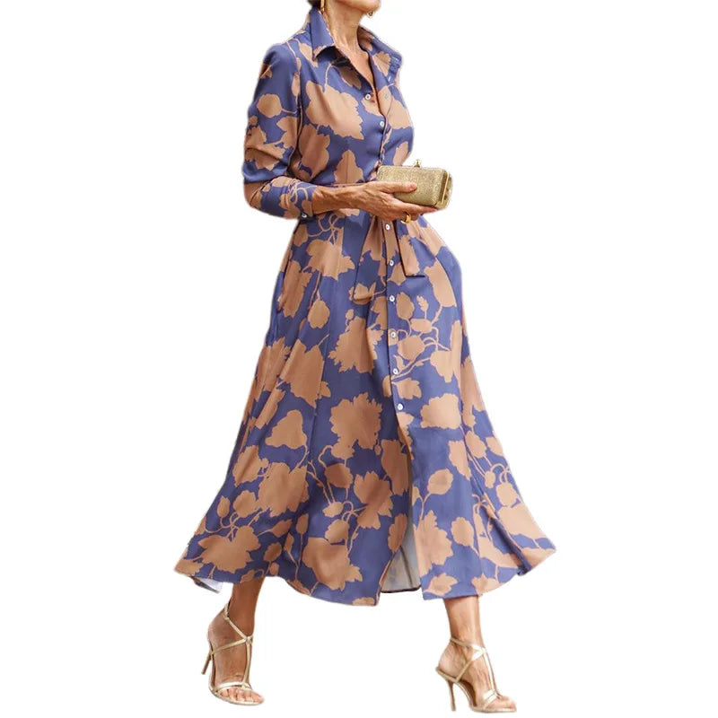 Floral Print Belted Shirt Dress