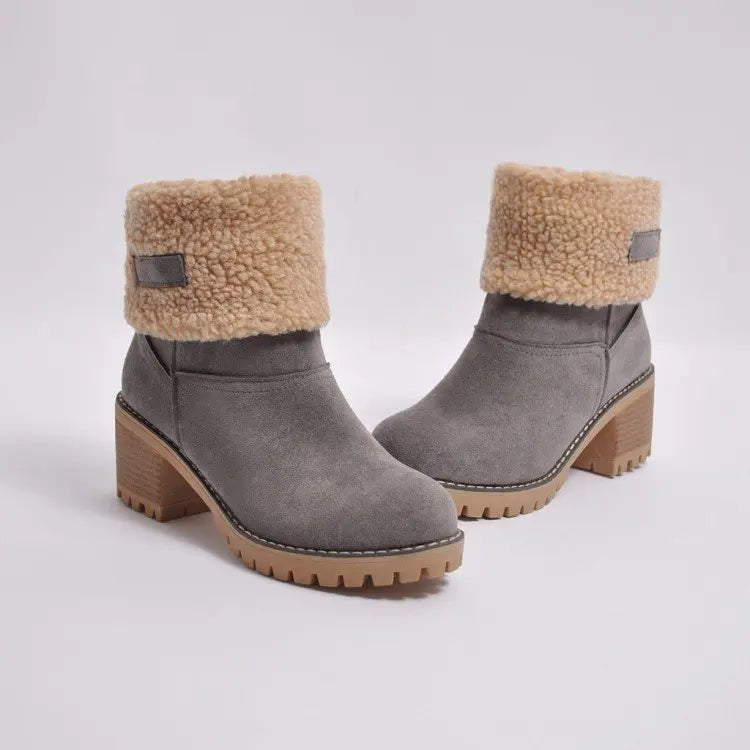 Sienna Ankle Boots | Fur Trim Block Heel Ankle Boots