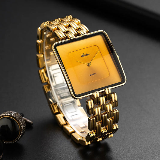 Isla Slim Profile Square Wristwatch | Square Case Link Bracelet Wristwatch
