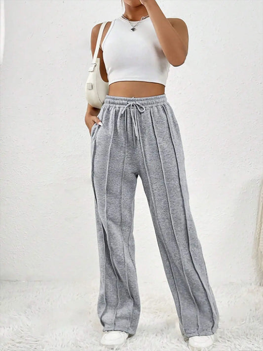 Striped Drawstring Straight Leg Sweatpants